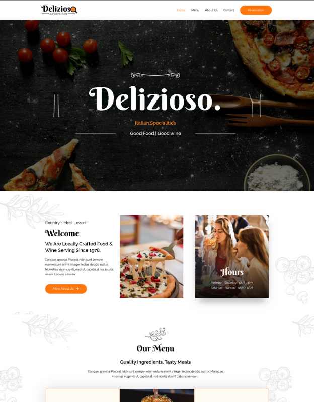 restaurant website design demo